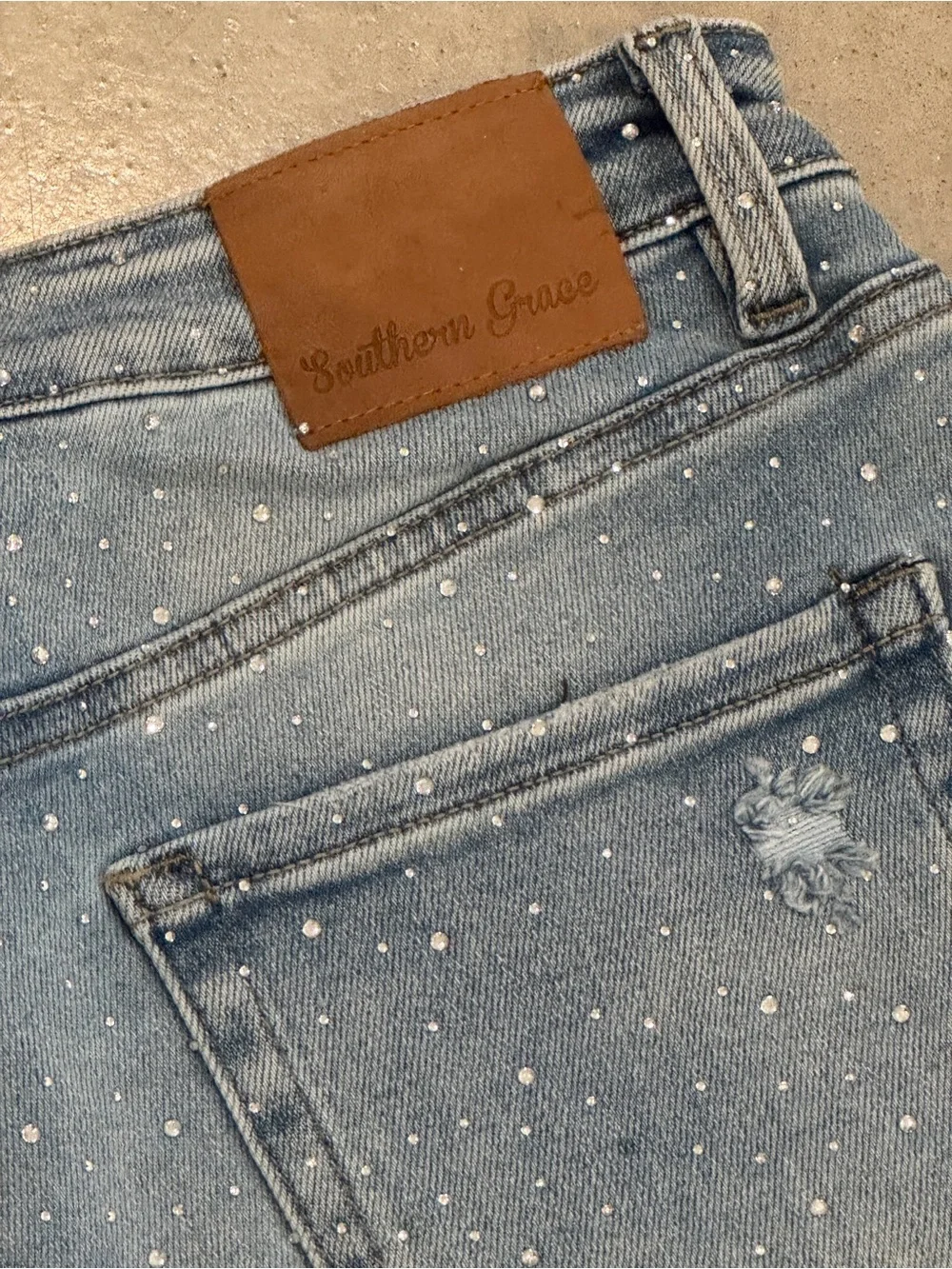 Southern Grace Women's Blue Distressed Denim Shorts